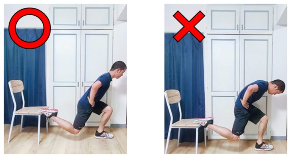 ブルガリアンスクワットを行う際の背すじの伸ばし方の比較