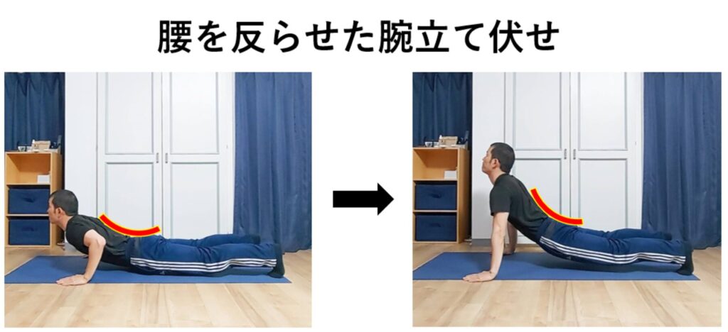 腰を反らせた腕立て伏せの紹介
