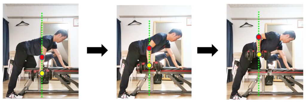 ワンハンドローイングを行う際の正しい肘の角度の紹介