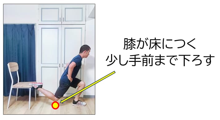 ブルガリアンスクワットでどこまでしゃがむかの説明