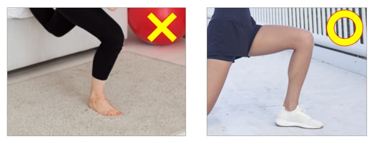 ブルガリアンスクワットを行う際の床と靴についての注意点の解説