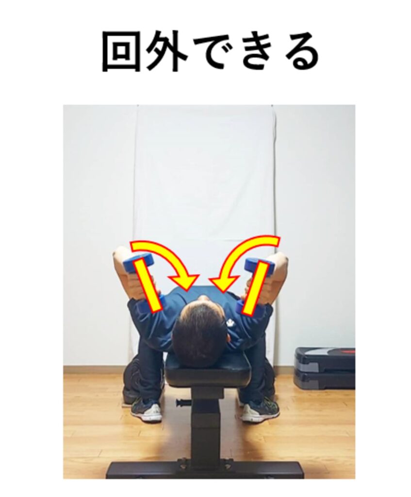 スカルクラッシャーでの手首の回内の動きの説明