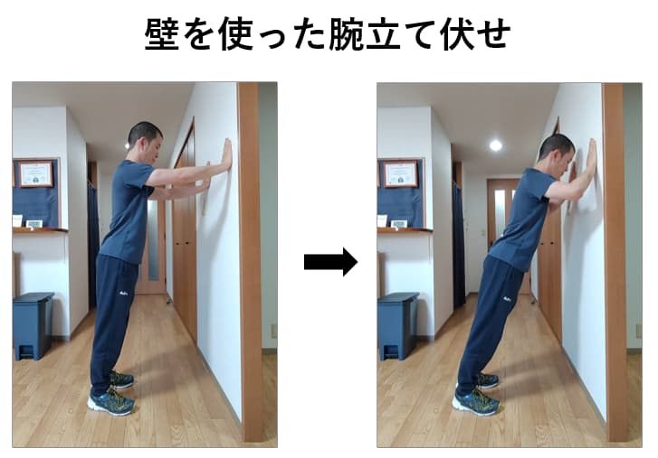 壁を使って行う腕立て伏せのやり方の解説