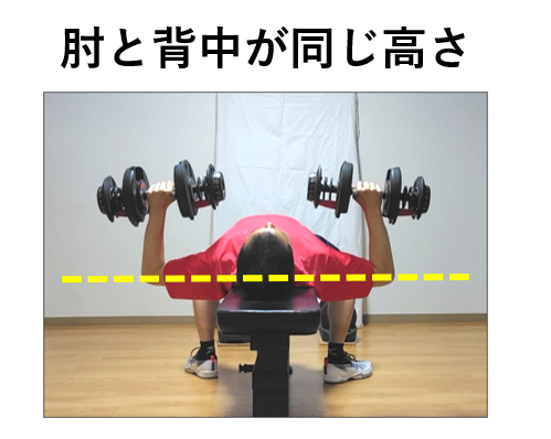 ダンベルプレスの可動域の説明