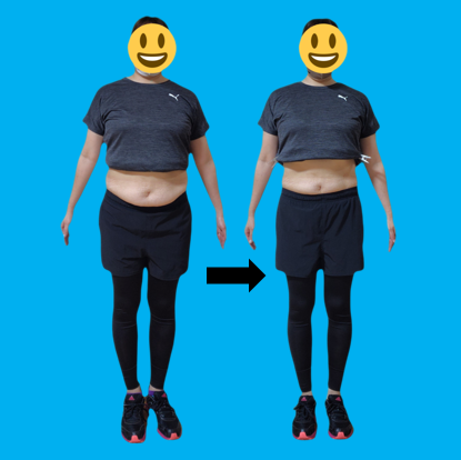 前方から見た30代女性のダイエットビフォーアフター