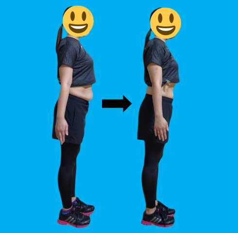横から見た30代女性のダイエットビフォーアフター