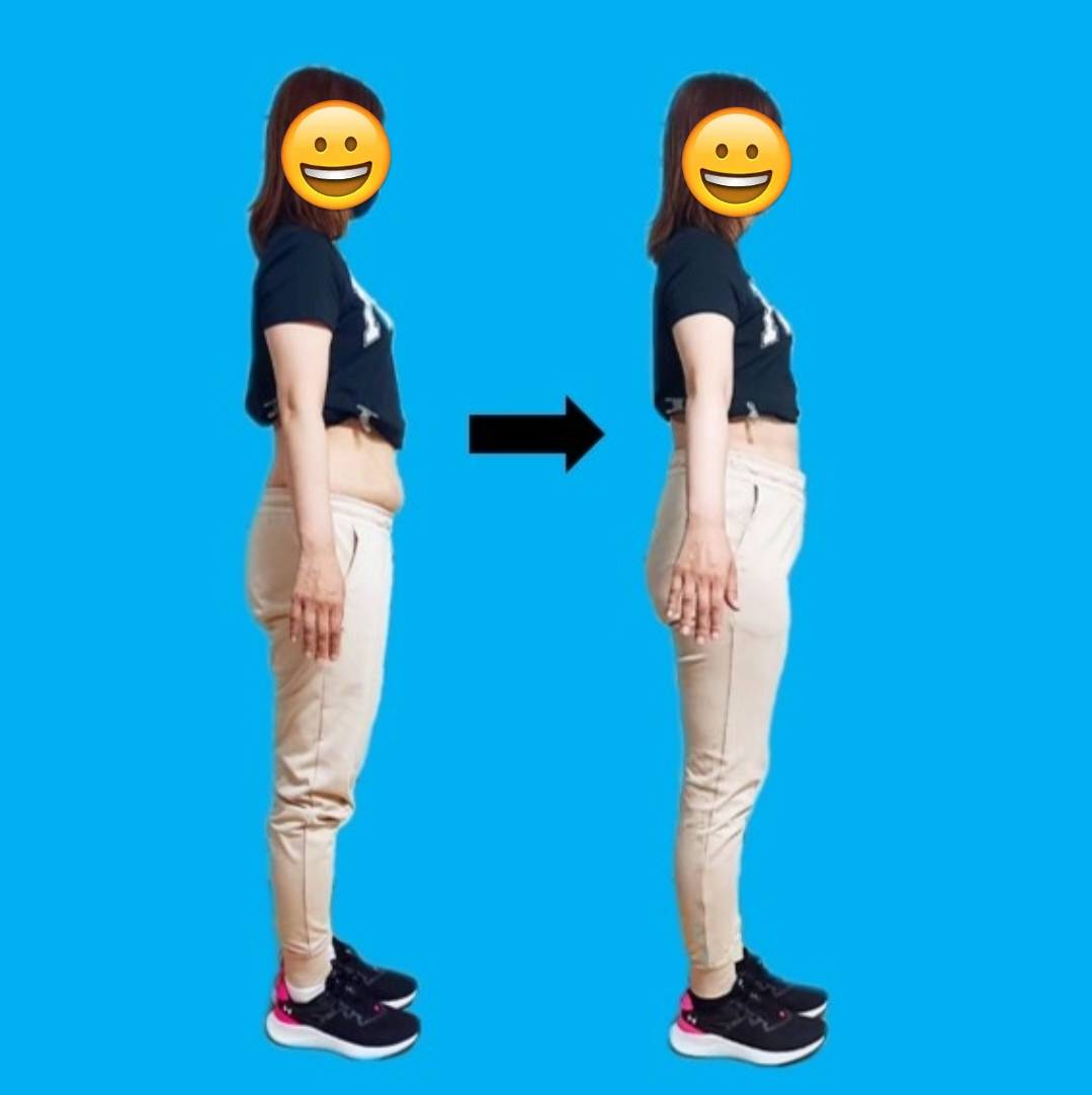 横から見た40代女性のダイエットビフォーアフター